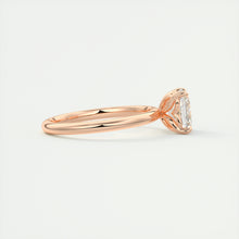 Art Deco inspired Frank Darling Asscher cut lab grown diamond engagement ring in rose gold with floral prongs