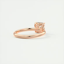 Art Deco inspired Frank Darling Asscher cut lab grown diamond engagement ring in rose gold with floral prongs