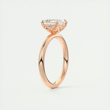Art Deco inspired Frank Darling Asscher cut lab grown diamond engagement ring in rose gold with floral prongs