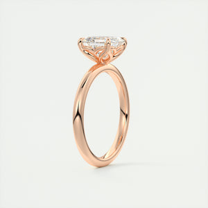 Art Deco inspired Frank Darling Asscher cut lab grown diamond engagement ring in rose gold with floral prongs