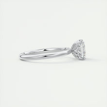 Art Deco inspired Frank Darling Asscher cut lab grown diamond engagement ring in white gold with floral prongs