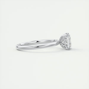 Art Deco inspired Frank Darling Asscher cut lab grown diamond engagement ring in white gold with floral prongs