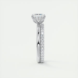Art Deco inspired Frank Darling Asscher cut lab grown diamond engagement ring in white gold with floral prongs