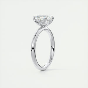 Art Deco inspired Frank Darling Asscher cut lab grown diamond engagement ring in white gold with floral prongs