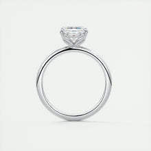 Art Deco inspired Frank Darling Asscher cut lab grown diamond engagement ring in white gold with floral prongs
