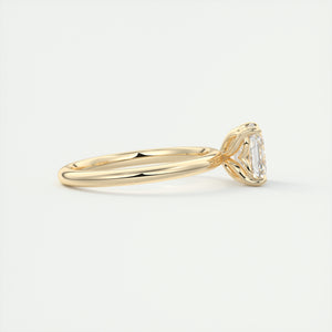 Art Deco inspired Asscher Frank Darling lab grown diamond engagement ring in yellow gold with floral prongs