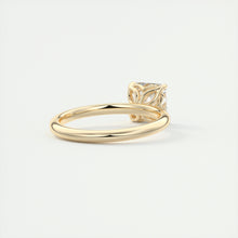 Art Deco inspired Asscher Frank Darling lab grown diamond engagement ring in yellow gold with floral prongs