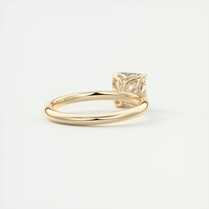 Art Deco inspired Asscher Frank Darling lab grown diamond engagement ring in yellow gold with floral prongs