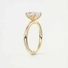 Art Deco inspired Asscher Frank Darling lab grown diamond engagement ring in yellow gold with floral prongs