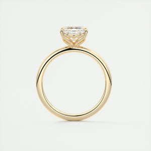 Art Deco inspired Frank Darling Asscher cut lab grown diamond engagement ring in yellow gold with floral prongs