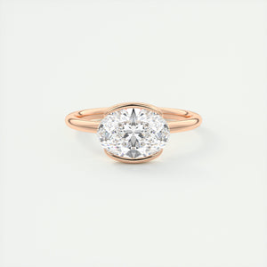 east west oval half bezel engagement ring