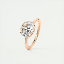 east west oval half bezel engagement ring