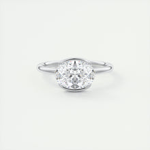 east west oval half bezel engagement ring
