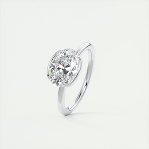 east west oval half bezel engagement ring