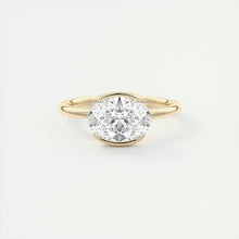 east west oval half bezel engagement ring