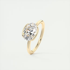 east west oval half bezel engagement ring