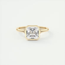 Floating Asscher bezel Frank Darling diamond engagement ring yellow gold