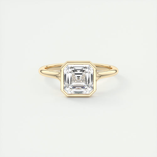 Floating Asscher bezel Frank Darling diamond engagement ring yellow gold