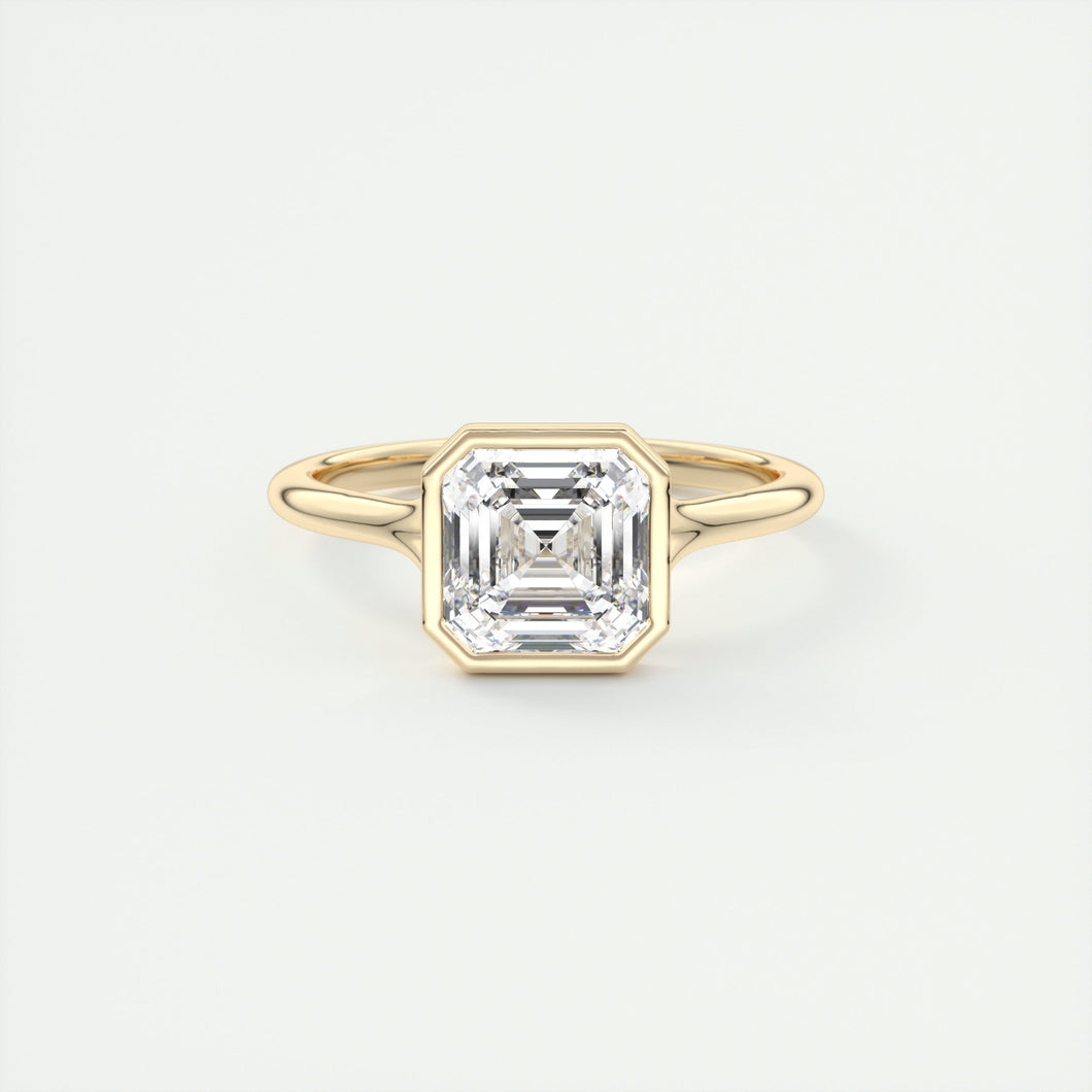 Floating Asscher bezel Frank Darling diamond engagement ring yellow gold