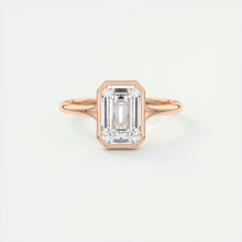 Floating emerald cut bezel Frank Darling diamond engagement ring rose gold