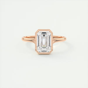 Floating emerald cut bezel Frank Darling diamond engagement ring rose gold