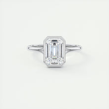 Floating emerald cut bezel Frank Darling diamond engagement ring white gold