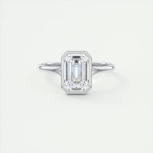 Floating emerald cut bezel Frank Darling diamond engagement ring white gold