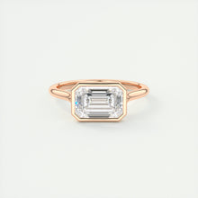 Floating east west emerald cut bezel Frank Darling diamond engagement ring rose gold