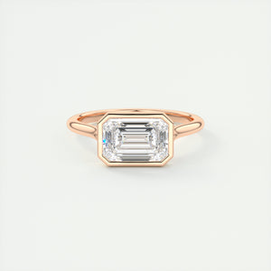 Floating east west emerald cut bezel Frank Darling diamond engagement ring rose gold