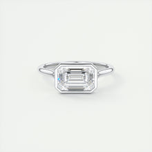 Floating east west emerald cut bezel Frank Darling diamond engagement ring white gold