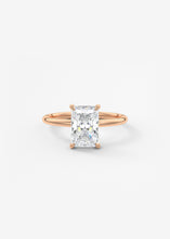 north south radiant cut classic four claw prong frank darling engagement ring classic solitaire hidden halo rose gold