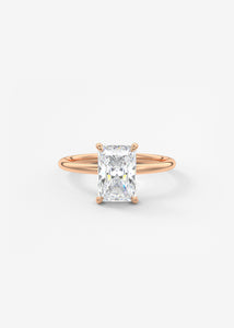 north south radiant cut classic four claw prong frank darling engagement ring classic solitaire hidden halo rose gold