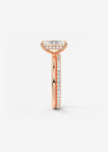 north south radiant cut classic four claw prong frank darling engagement ring classic solitaire hidden halo rose gold