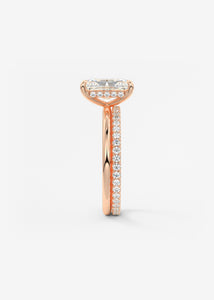 north south radiant cut classic four claw prong frank darling engagement ring classic solitaire hidden halo rose gold