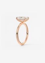 north south radiant cut classic four claw prong frank darling engagement ring classic solitaire hidden halo rose gold