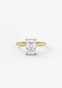 north south radiant cut classic four claw prong frank darling engagement ring classic solitaire hidden halo yellow gold