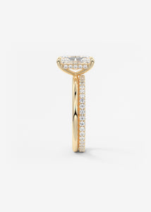 north south radiant cut classic four claw prong frank darling engagement ring classic solitaire hidden halo yellow gold