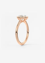 Vintage inspired round bezel set Frank Darling diamond engagement ring with millgrain detailing and a low profile trellis basket in rose gold