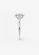 Vintage inspired round bezel set Frank Darling diamond engagement ring with millgrain detailing and a low profile trellis basket in platinum