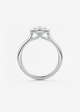 Vintage inspired round bezel set Frank Darling diamond engagement ring with millgrain detailing and a low profile trellis basket in platinum