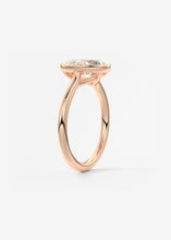 Vintage inspired oval bezel set Frank Darling diamond engagement ring with millgrain detailing and a low profile trellis basket in rose gold