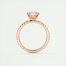 Three prong pear cut solitaire Frank Darling lab grown diamond engagement ring with floral prongs, low profile basket and 1.8mm french pave band in rose gold