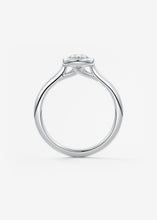 Vintage inspired pear bezel set Frank Darling diamond engagement ring with millgrain detailing and a low profile trellis basket in platinum