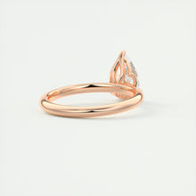 Pear cut solitaire Frank Darling lab grown diamond engagement ring with floral prongs, low profile basket and 1.8mm round band in rose gold