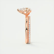 Pear cut solitaire Frank Darling lab grown diamond engagement ring with floral prongs, low profile basket and 1.8mm round band in rose gold