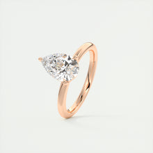 Pear cut solitaire Frank Darling lab grown diamond engagement ring with floral prongs, low profile basket and 1.8mm round band in rose gold