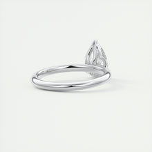 Pear cut solitaire Frank Darling lab grown diamond engagement ring with floral prongs, low profile basket and 1.8mm round band in white gold