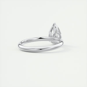 Pear cut solitaire Frank Darling lab grown diamond engagement ring with floral prongs, low profile basket and 1.8mm round band in white gold