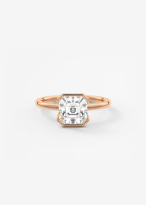 Asscher half bezel engagement ring