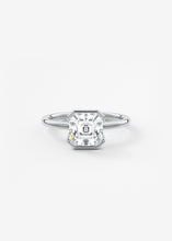 Asscher half bezel engagement ring